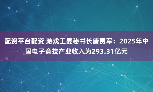 配资平台配资 游戏工委秘书长唐贾军：2025年中国电子竞技产业收入为293.31亿元